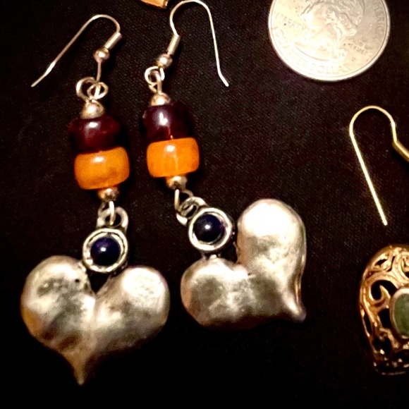 Vintage 80s/90s Heart Earring/Charm Rhinestone Collection Set - Picture 3 of 6